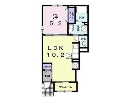 フロイデ KANAGEN三島1(1LDK/1階)の間取り写真