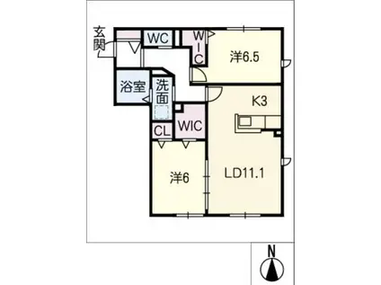 フェリーチェ高針台(2LDK/1階)の間取り写真
