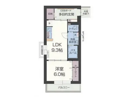 SUN TOGARI(1LDK/1階)の間取り写真