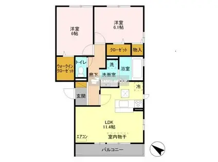 セジュールZEN III B(2LDK/1階)の間取り写真