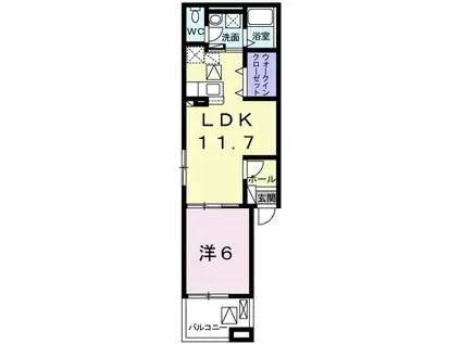 フェリーチェ ファーム(1LDK/1階)の間取り写真