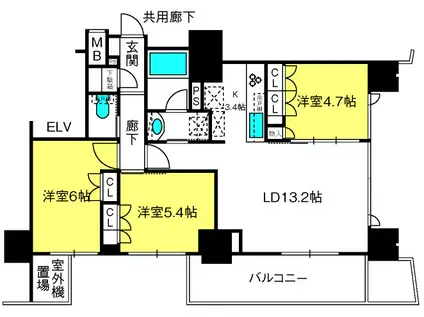 オープンレジデンシア大宮フロント(3LDK/10階)の間取り写真