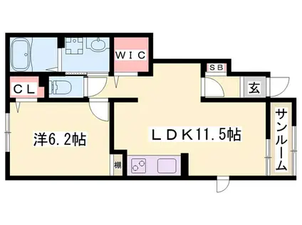 ポルト ボヌールII(1LDK/1階)の間取り写真