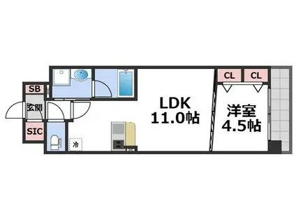 スプランディッド本町グラン(1LDK/9階)の間取り写真