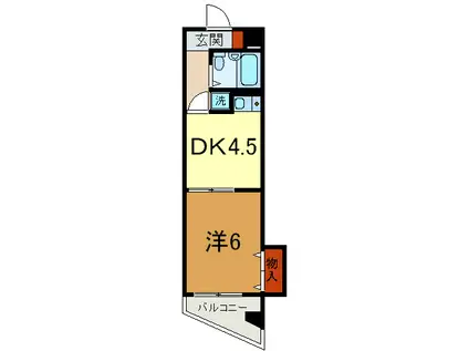 ベルズコート塚本(1DK/4階)の間取り写真