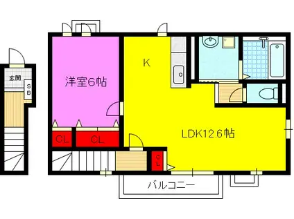 グラースI(1LDK/2階)の間取り写真