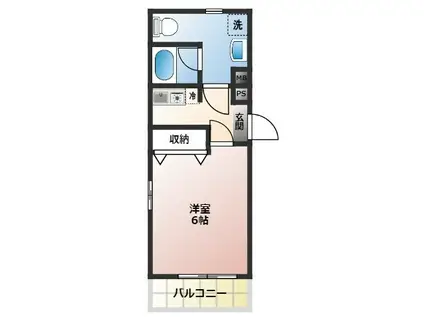 サンシェール(1K/2階)の間取り写真