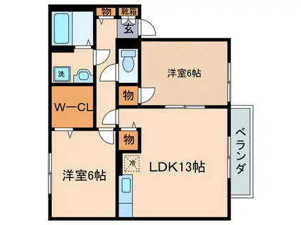 ベッラローゼ(2LDK/1階)の間取り写真