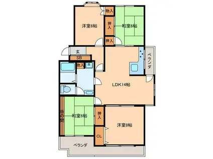 メゾン向陽(4LDK/2階)の間取り写真