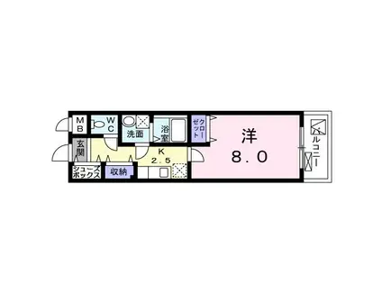 リヴェール(1K/2階)の間取り写真