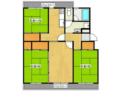 ユートピア城見(3LDK/1階)の間取り写真