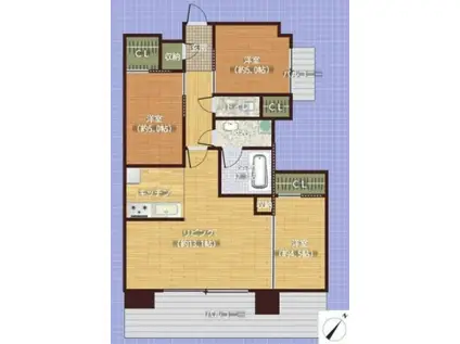 プレサンスロジェ大津京レイクヴィラ(3LDK/12階)の間取り写真