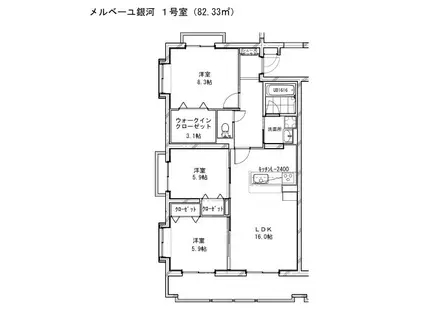 メルベーユ銀河(3LDK/1階)の間取り写真