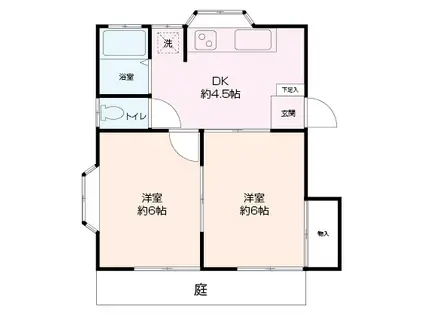 ハイム長瀬I(2DK/1階)の間取り写真