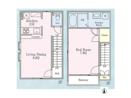 REVE渋谷本町(1LDK/2階)の間取り写真