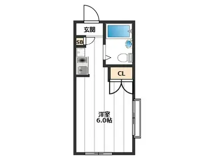 ル・スタジオ6(ワンルーム/1階)の間取り写真