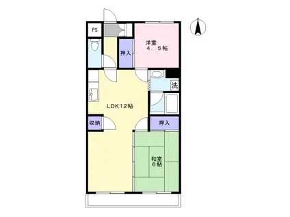 シャトーイリエ(2LDK/2階)の間取り写真