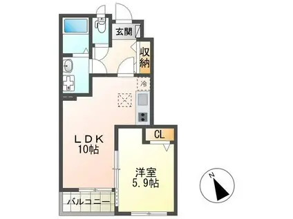 ROSE TERRACE(1LDK/1階)の間取り写真
