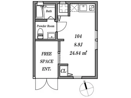 クルス デル スール(ワンルーム/1階)の間取り写真