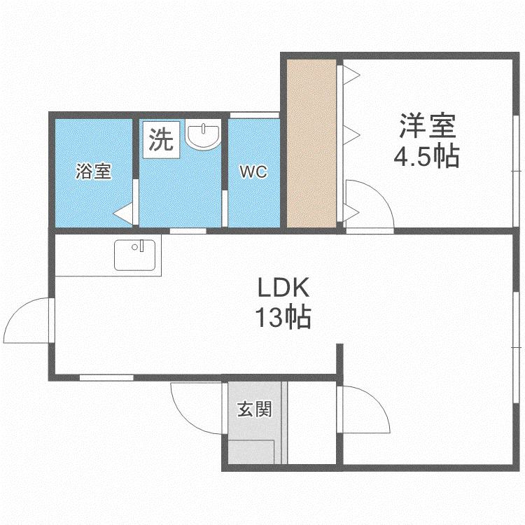 グランクラッセ中の島(1LDK/2階)の間取り写真