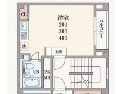コスモスハイツ(ワンルーム/3階)の間取り写真