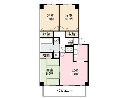 ウイング木太II(3LDK/1階)の間取り写真