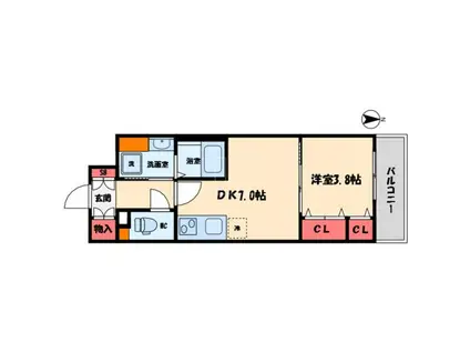 レオンコンフォート本町東II(1DK/8階)の間取り写真