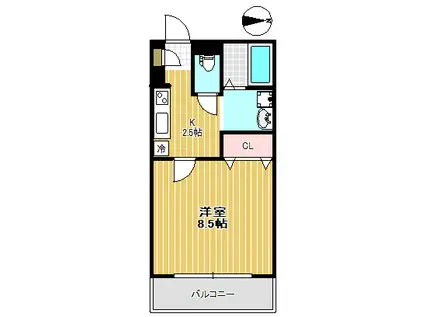 バリューII(1K/1階)の間取り写真