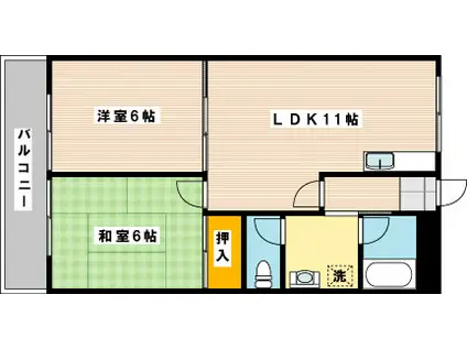 シャルム風(2LDK/5階)の間取り写真