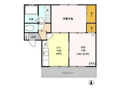 ユーハイツ(2DK/1階)の間取り写真