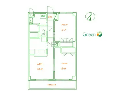 EVER SHINE SHONAN(2LDK/1階)の間取り写真