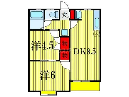 イーストタウン夏見(2DK/2階)の間取り写真