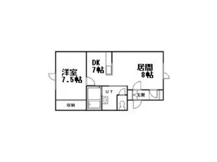 川端トムテA(1LDK/1階)の間取り写真