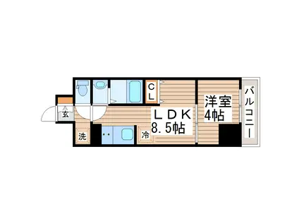 アスコット六丁の目(1LDK/2階)の間取り写真