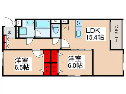 THEIOS SON(2LDK/2階)の間取り写真