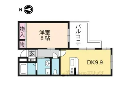   リジエール御池(1LDK/3階)の間取り写真