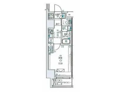 ルクレ墨田緑III(1K/4階)の間取り写真