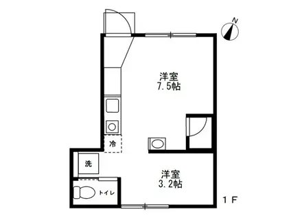 ウノビスタ鶴見B(ワンルーム/1階)の間取り写真