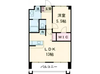 フェルト1113(1LDK/13階)の間取り写真