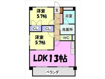 レージュ中根(2LDK/1階)の間取り写真