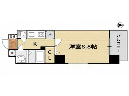 グランフォンテーヌ奉還町(1K/3階)の間取り写真