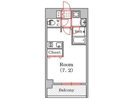 アスヴェル難波イースト(1K/3階)の間取り写真