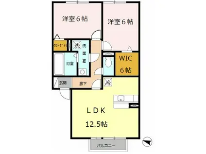 パインハイツ A棟(2LDK/2階)の間取り写真