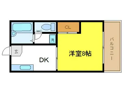 コスモハイツA棟(1DK/1階)の間取り写真