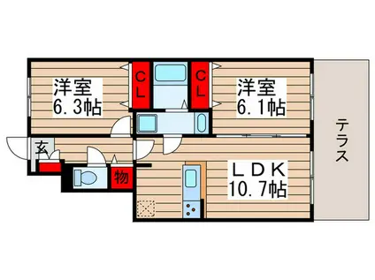 スプランドゥールI(2LDK/1階)の間取り写真