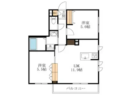 コンフォール北鎌倉(2LDK/2階)の間取り写真