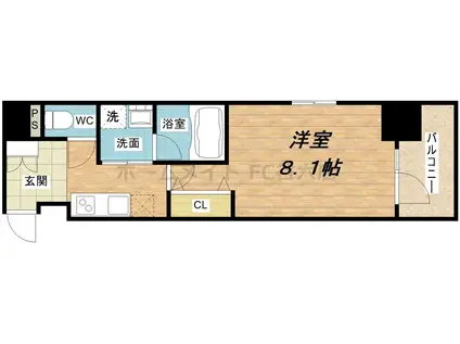 フェールヴィル阿波座(1K/3階)の間取り写真