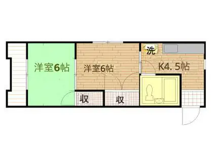 第一高橋マンション(2DK/2階)の間取り写真