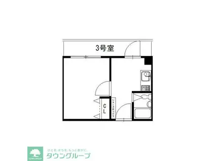 藤井ビル(ワンルーム/2階)の間取り写真