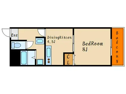 サニーディ(1DK/2階)の間取り写真